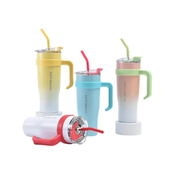 Gradient Tumbler with Handle & Straw - 1200ML