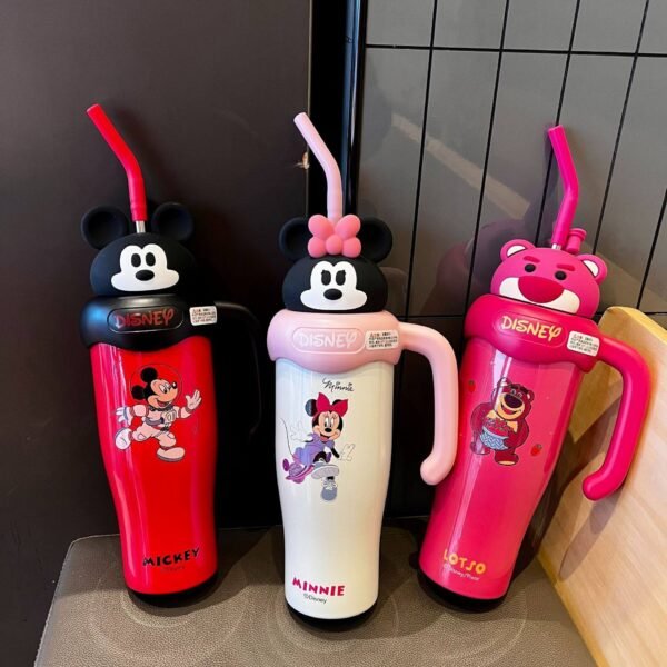 Disney Mickey Mouse Cup Thermal Stainless Steel Bottle High capacity Cartoon Minnie Water Bottle Cute Portable Cup 850ML